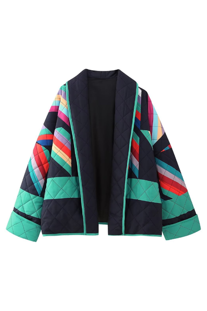 Printed Patchwork Cotton Cardigan Jacket