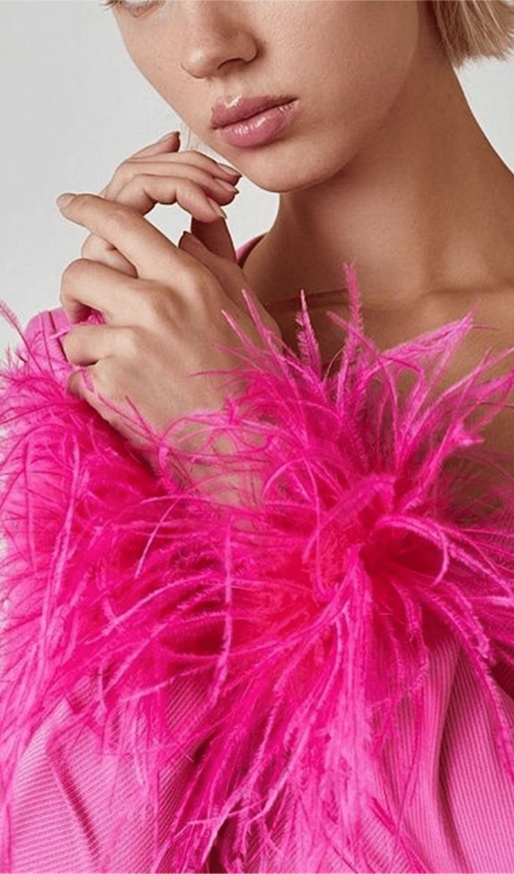 Stretch Long Sleeves Mini Dress in Hyper Pink