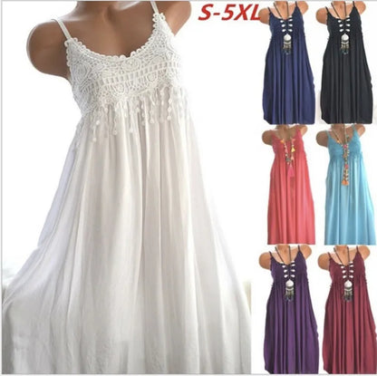 Color Spaghetti Strap Dresses V-neck Lace Edge Patchwork Mini Dress Lady Vestidos Summer New