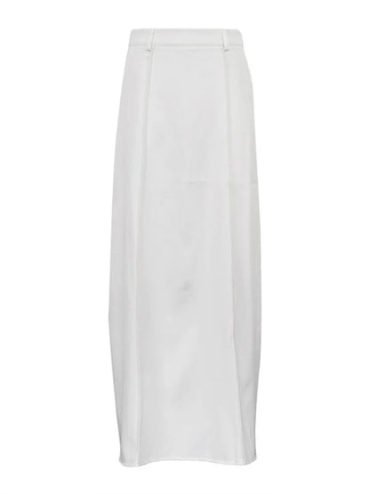 White High Waist Patchwork Long Skirt for Loose Pocket Summer Female Maxi Skirt
