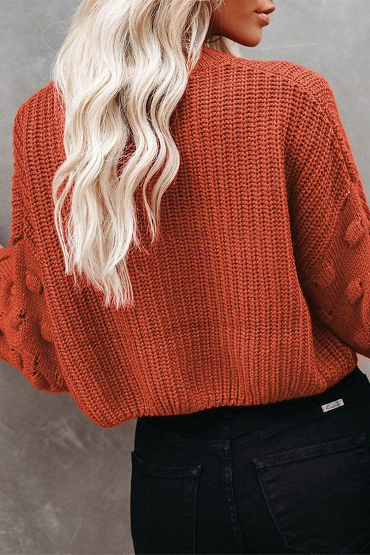 Puffy Sleeve Cable Oversized Knit Sweater