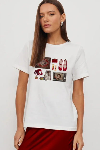 Minimalist Fun Print Loose Cotton T-shirt