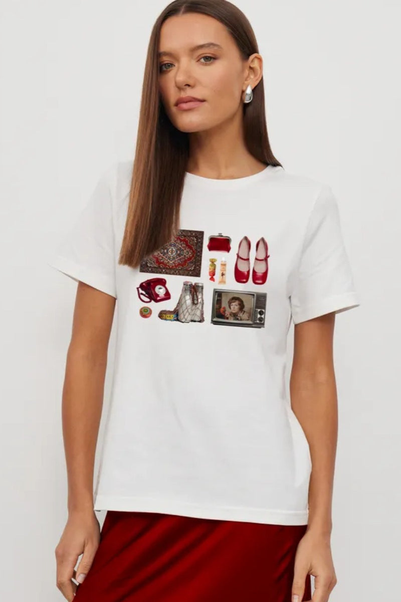 Minimalist Fun Print Loose Cotton T-shirt