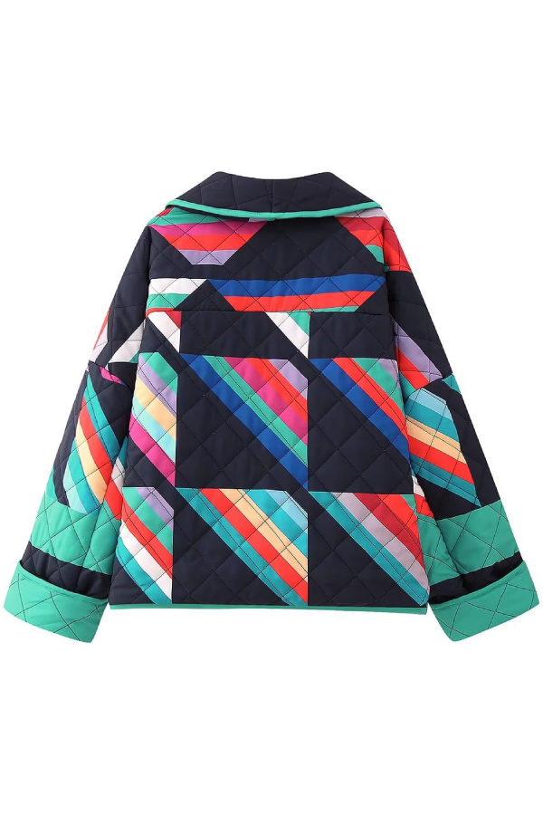 Printed Patchwork Cotton Cardigan Jacket