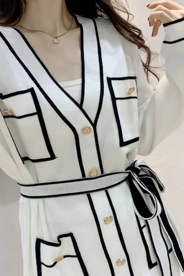 Color Contrast Two-piece Sweater Suit