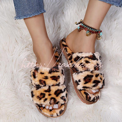 Flat Cow Suede Low-heel Open-toed Slippers