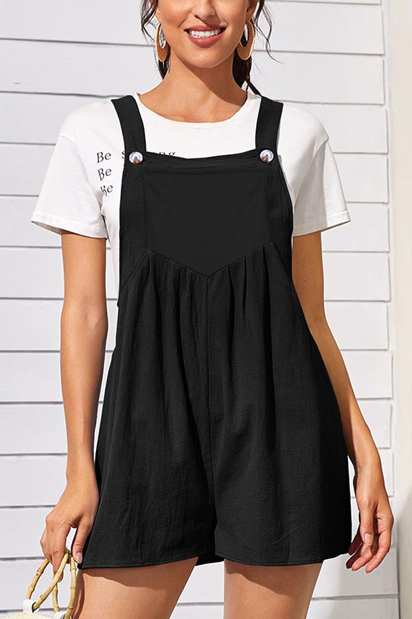 Cotton and Linen Loose One-piece Wide-leg Shorts