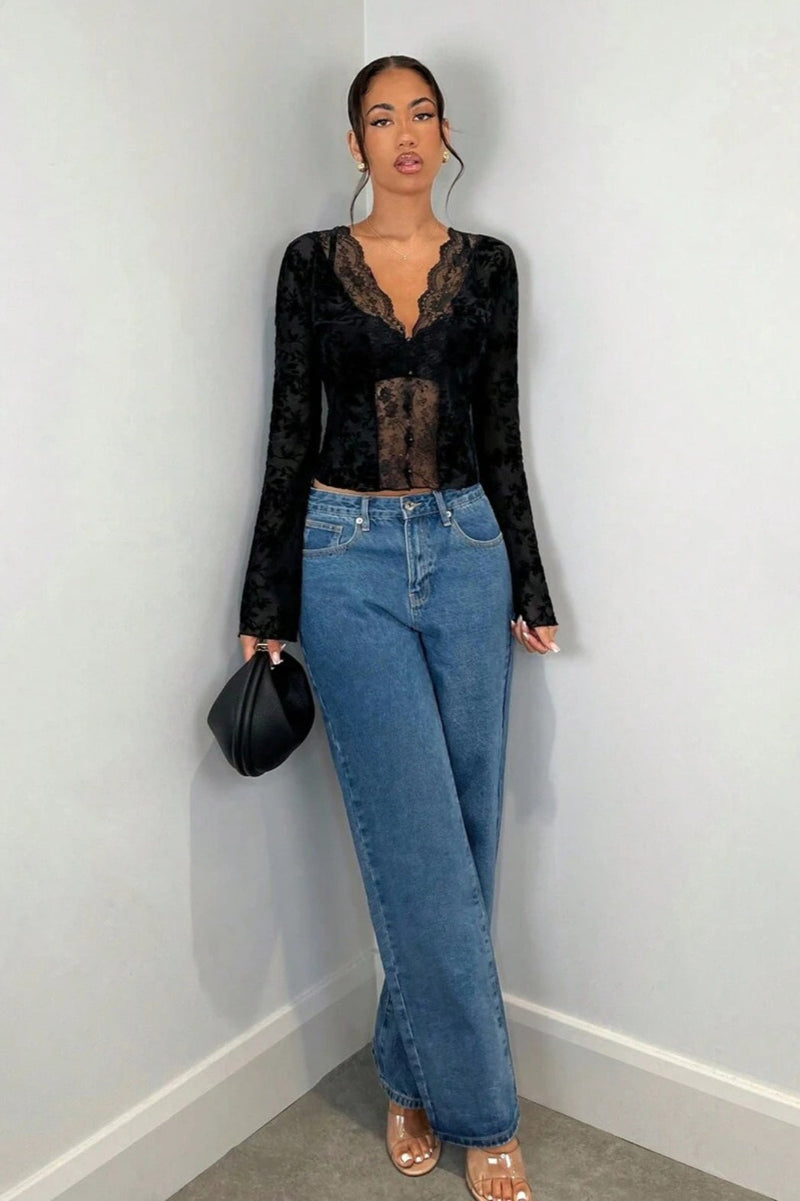 Leopard Print Lace-paneled Blouse