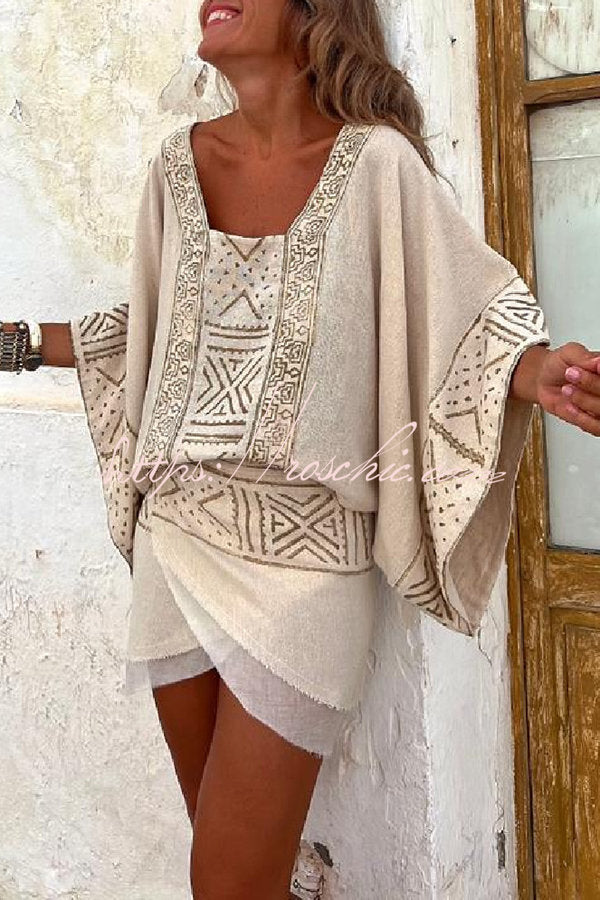 Mylie Linen Blend Print Wrap Tie Layered Mini Skirt