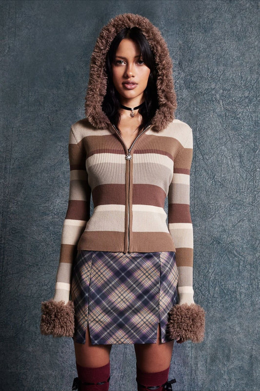 Fleece Hooded Knit Sweater