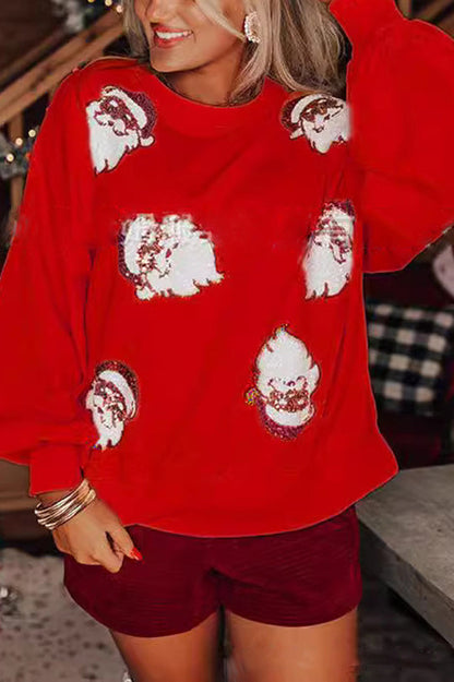 Christmas Claus Sequined Loose Sweatshirt