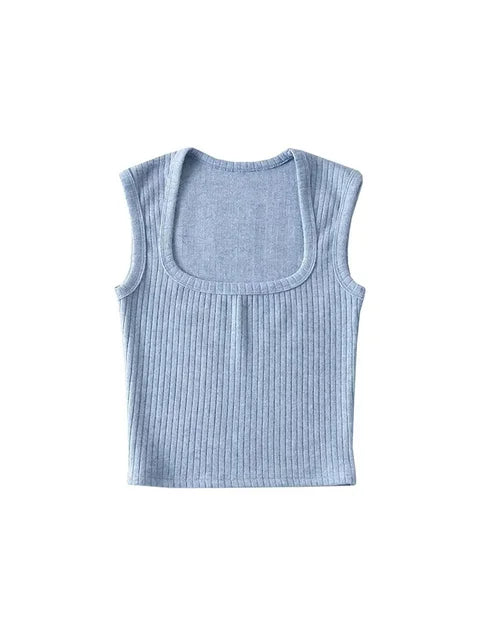 Crop Tops Summer Tank Top Sleeveless Thin Knit Basic Outwear Elastic Camis