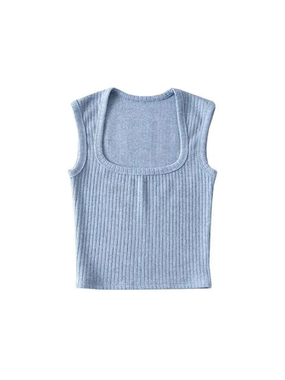 Crop Tops Summer Tank Top Sleeveless Thin Knit Basic Outwear Elastic Camis