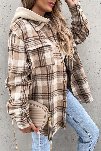 Street Style Plaid Hooded Coat