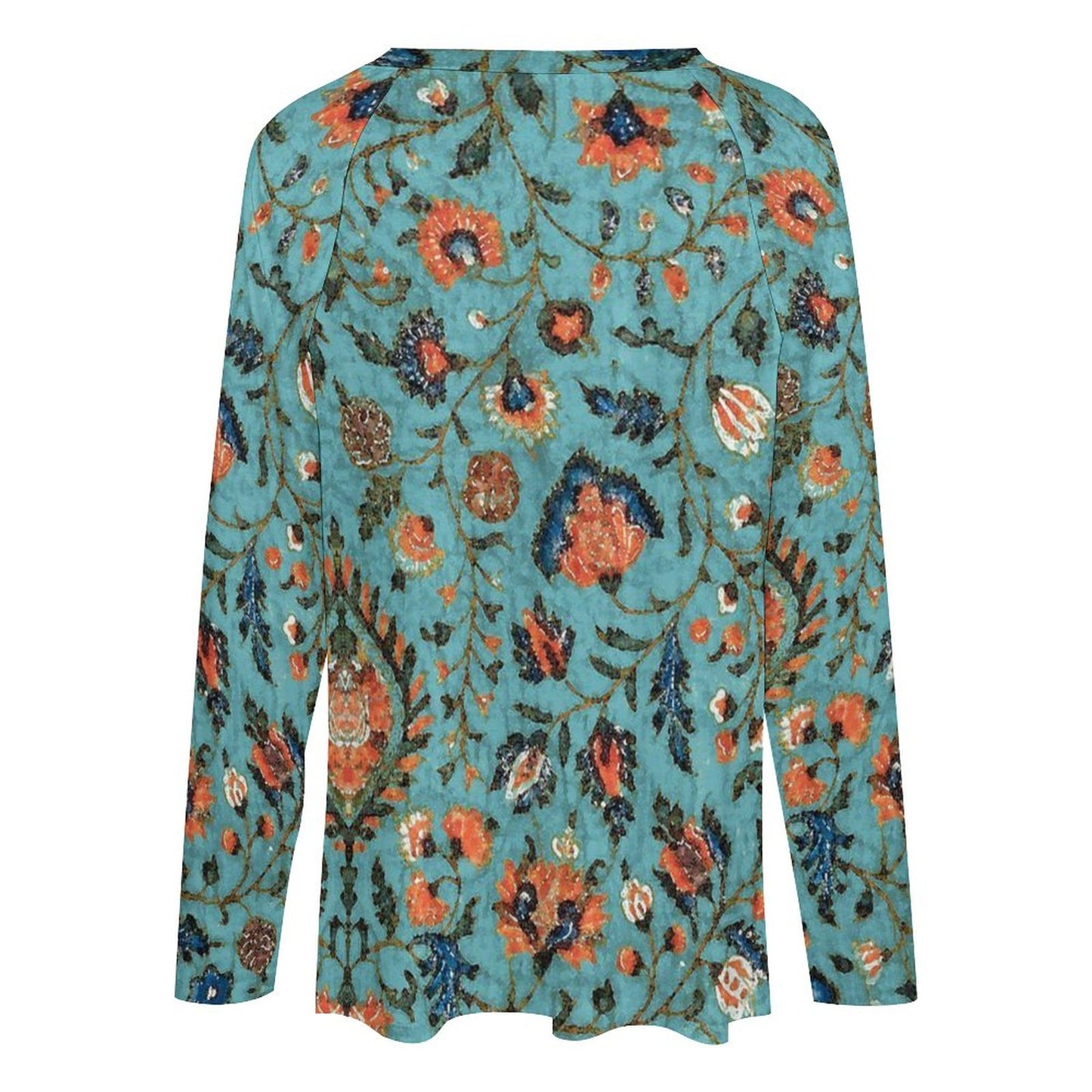 Print V-neck Long Sleeve T-shirt
