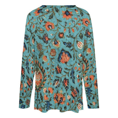 Print V-neck Long Sleeve T-shirt