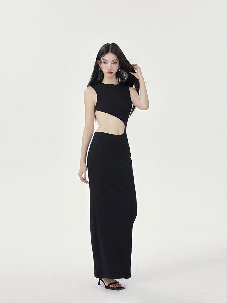 Black Cutout Sleeveless Maxi Dress