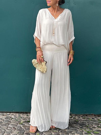Esmeralda – Chiffon Wide-leg Pants Two-piece Set