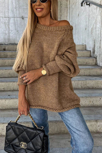 Street Atmosphere Knit Wide Neck Loose Sweater