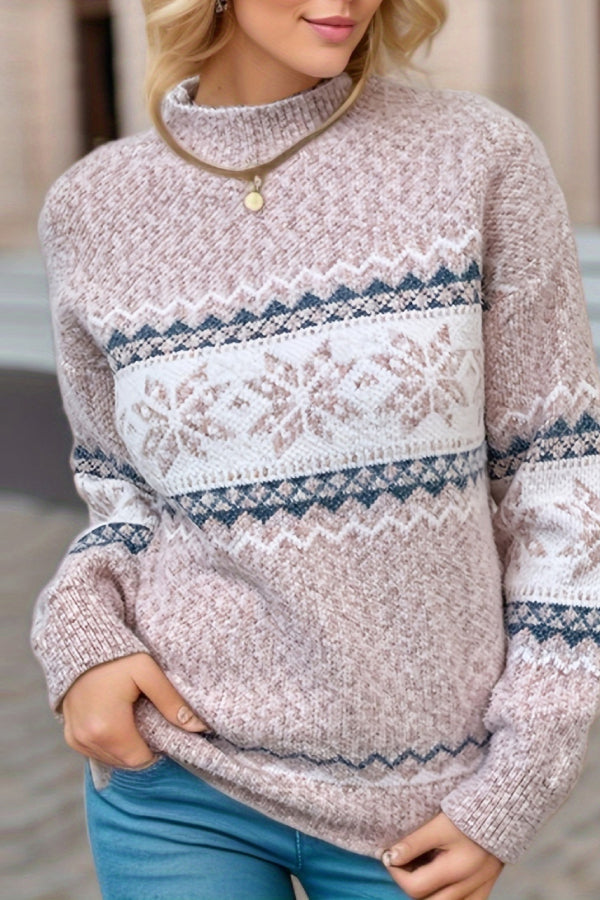 Christmas Turtleneck Snowflake Sweater