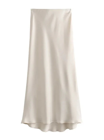 White High Waist Slim Maxi Skirt – Patchwork Summer Long Skirt