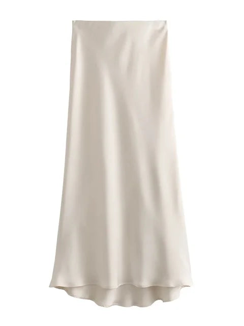 White High Waist Slim Maxi Skirt – Patchwork Summer Long Skirt
