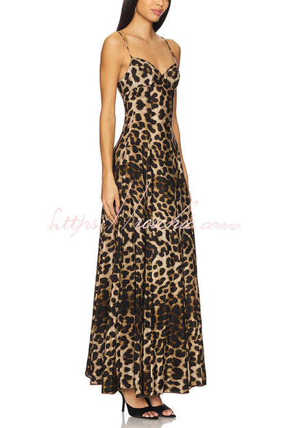 In the Maldives Leopard Waisted A-line Slip Maxi Dress