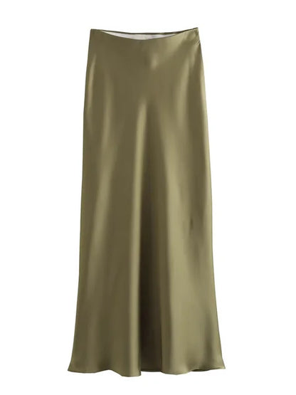 White High Waist Slim Maxi Skirt – Patchwork Summer Long Skirt