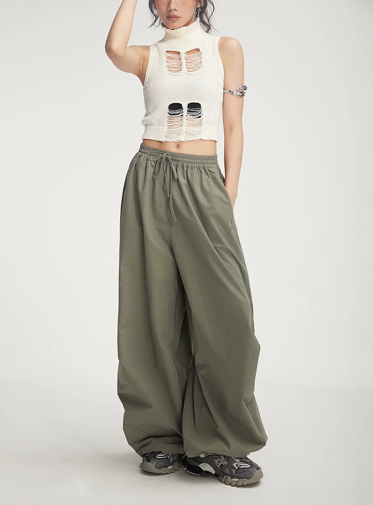 Balloon Drawstring Palazzo Pants