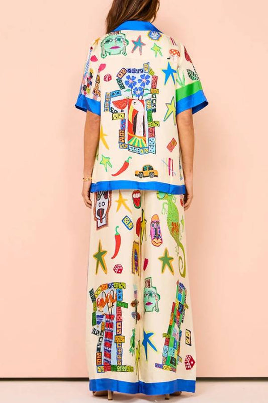 Funny Graffiti Print Two-piece Set