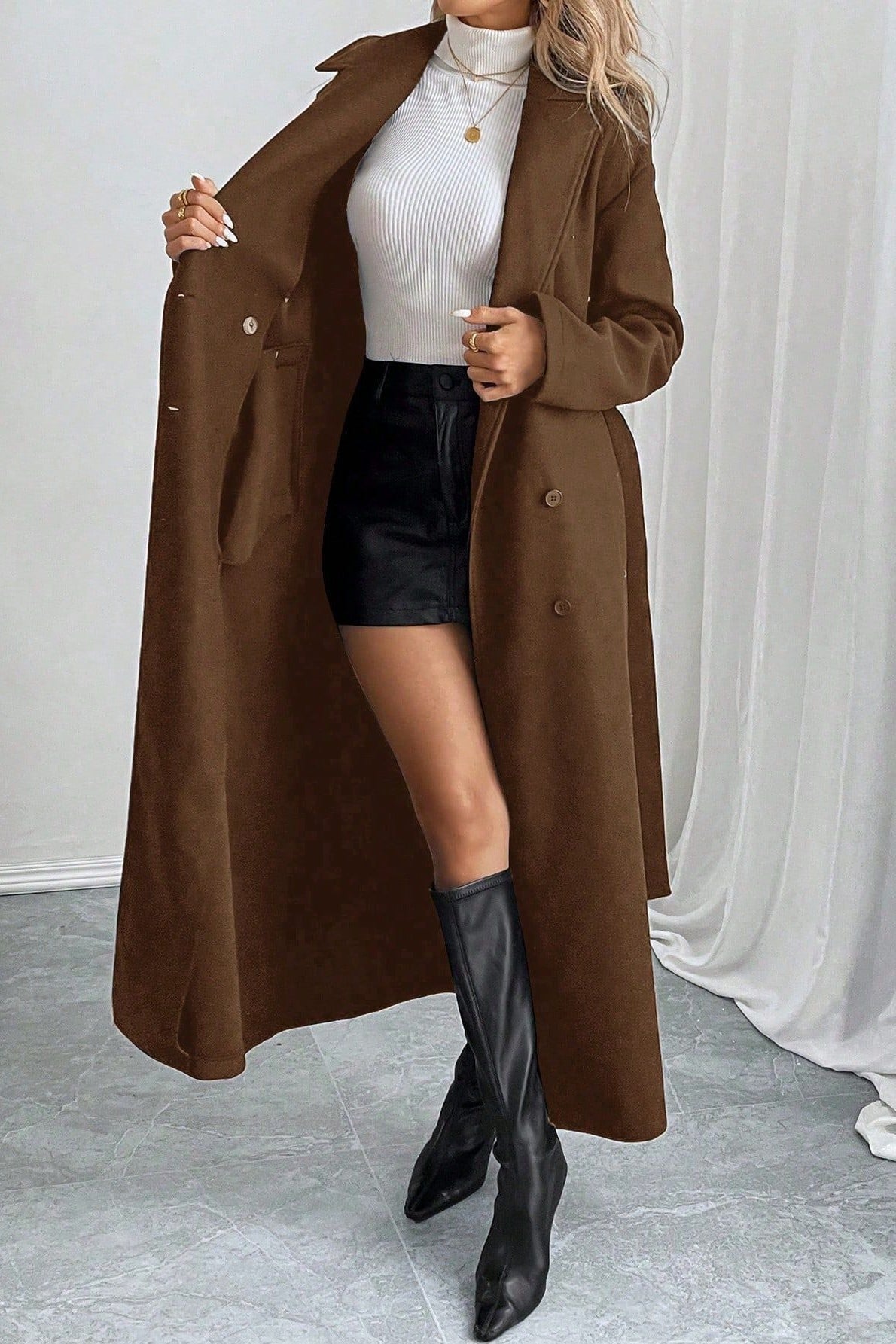Oversized Double-faced Wool Midi Coat