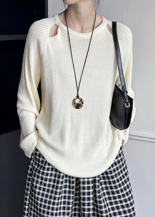 Beige Tie Waist Knit Sweaters O Neck Long Sleeve Af1095