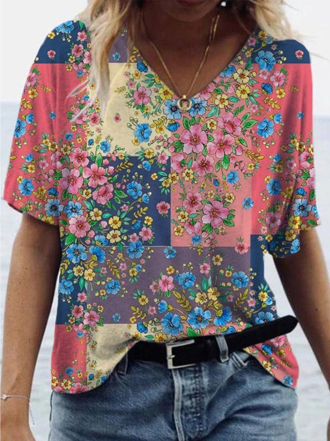 Cotton-blend Short Sleeve T-shirts Ty1047