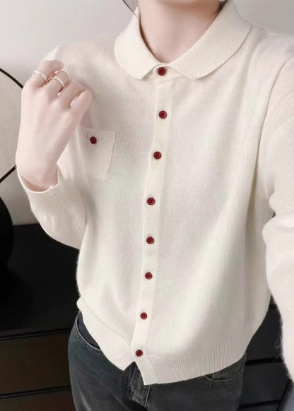 Purple Peter Pan Collar Button Knit Sweater Fall Qx036