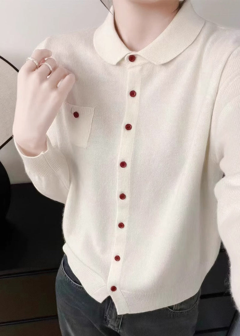 Purple Peter Pan Collar Button Knit Sweater Fall Qx036
