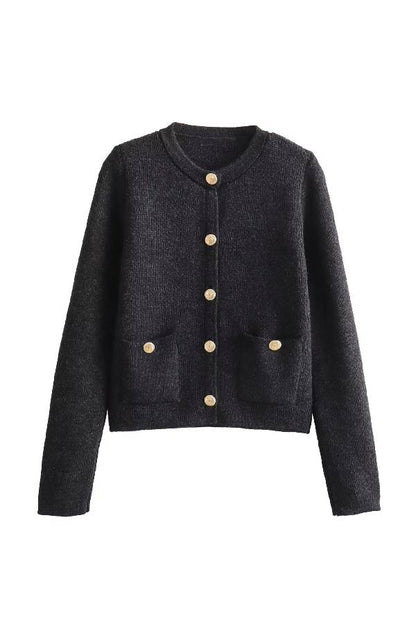 Golden Button Knit Cardigan