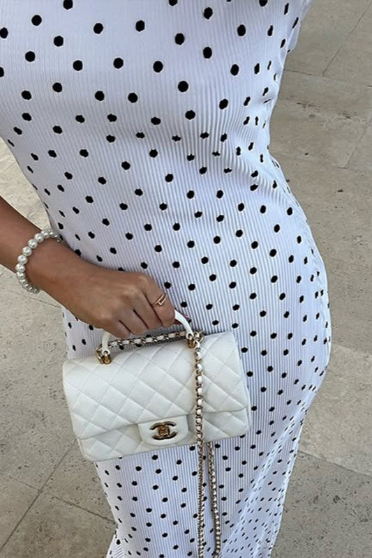 Polka Dot Round Neck Maxi Dress