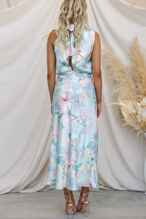 Love in the Garden Halter Neck Elastic Waist Maxi Dress
