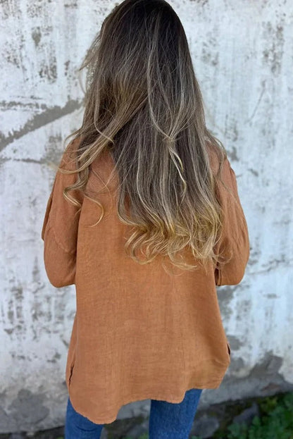 Color Long Sleeve Loose Pocket Cardigan