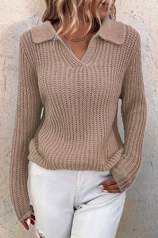 Lapel Slim Fit Knit Sweater