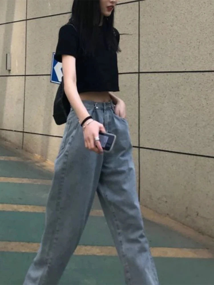 T-shirt Cropped Minimalist Slim Preppy Basic Tops Korean Style Popular