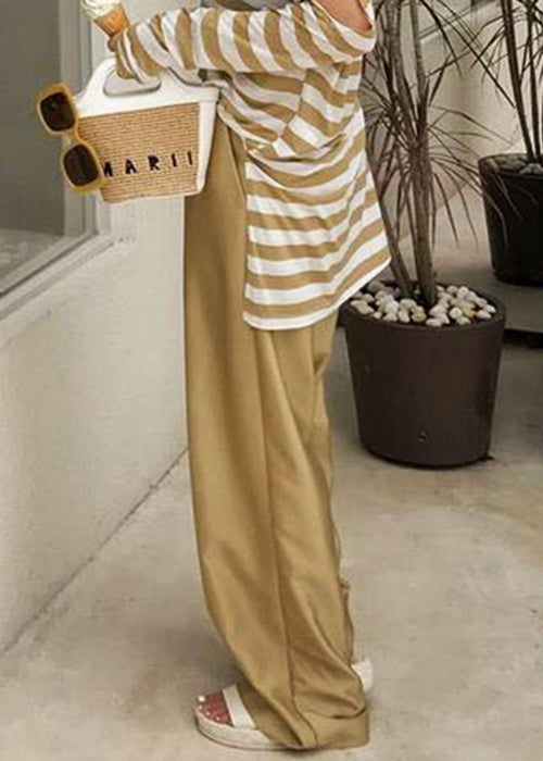 New Gold Button Pockets High Waist Silk Pants Summer Qp001