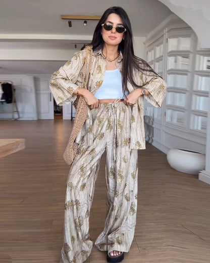 Leisure Outfit With Printed Two-piece Set