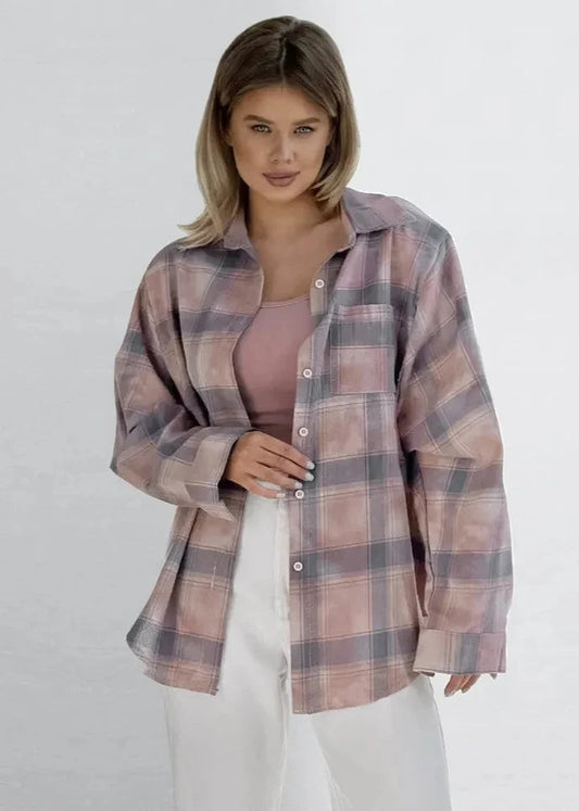 Relaxed Fit Plaid Long Sleeve Shirt – Coat