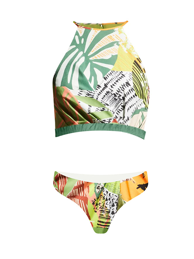 Print Fringe Swimsuit and Skirt