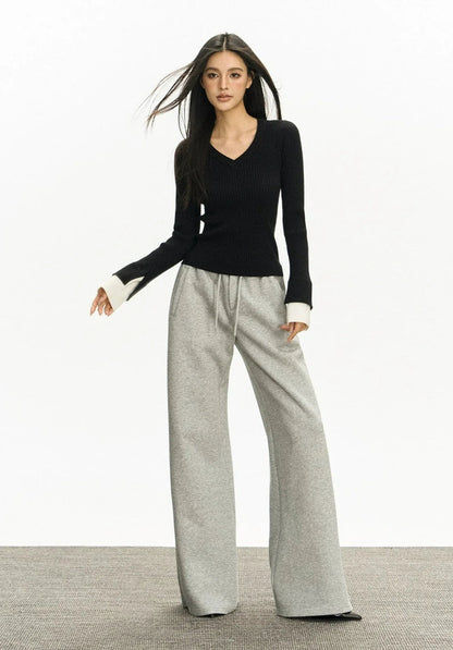 Wide Leg Semi-flare Sweat Pants