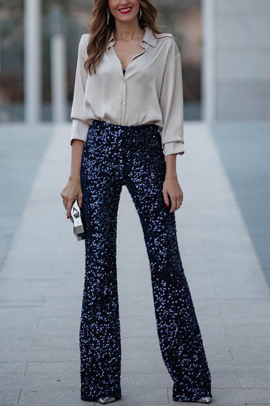 Living the Dream Satin Long Sleeve Button Relaxed Blouse