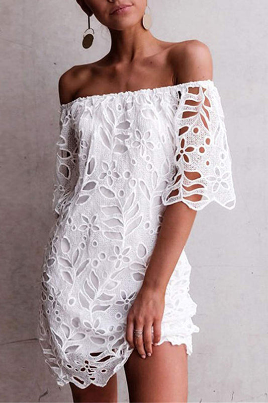 Strapless One-shoulder Hollow Dress Ins Party Dress Skirt