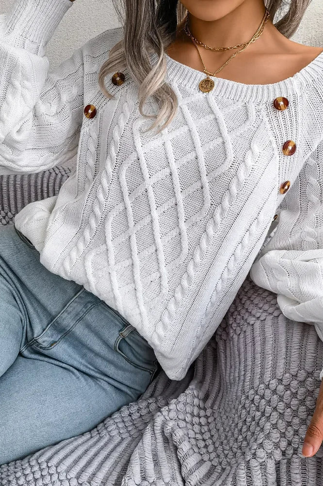 Button Detail Pullover Sweater