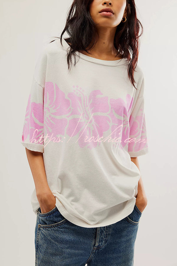 Print Loose Round Neck Short Sleeve T-shirt